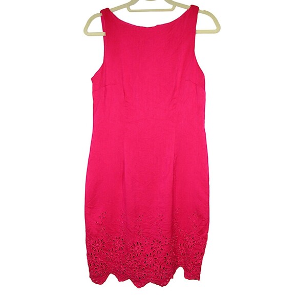 Vintage Miss Scarlett Fuchsia Floral Embroidered Cut Out Scalloped Dress Size 10 - Picture 1 of 13